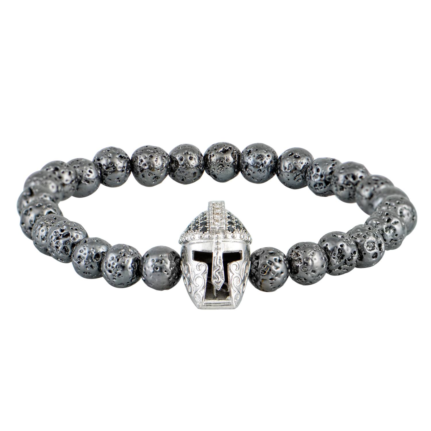 BRACELETS LACONIC PRODUCTS Volcano lava bracelet and silver Spartan helmet
